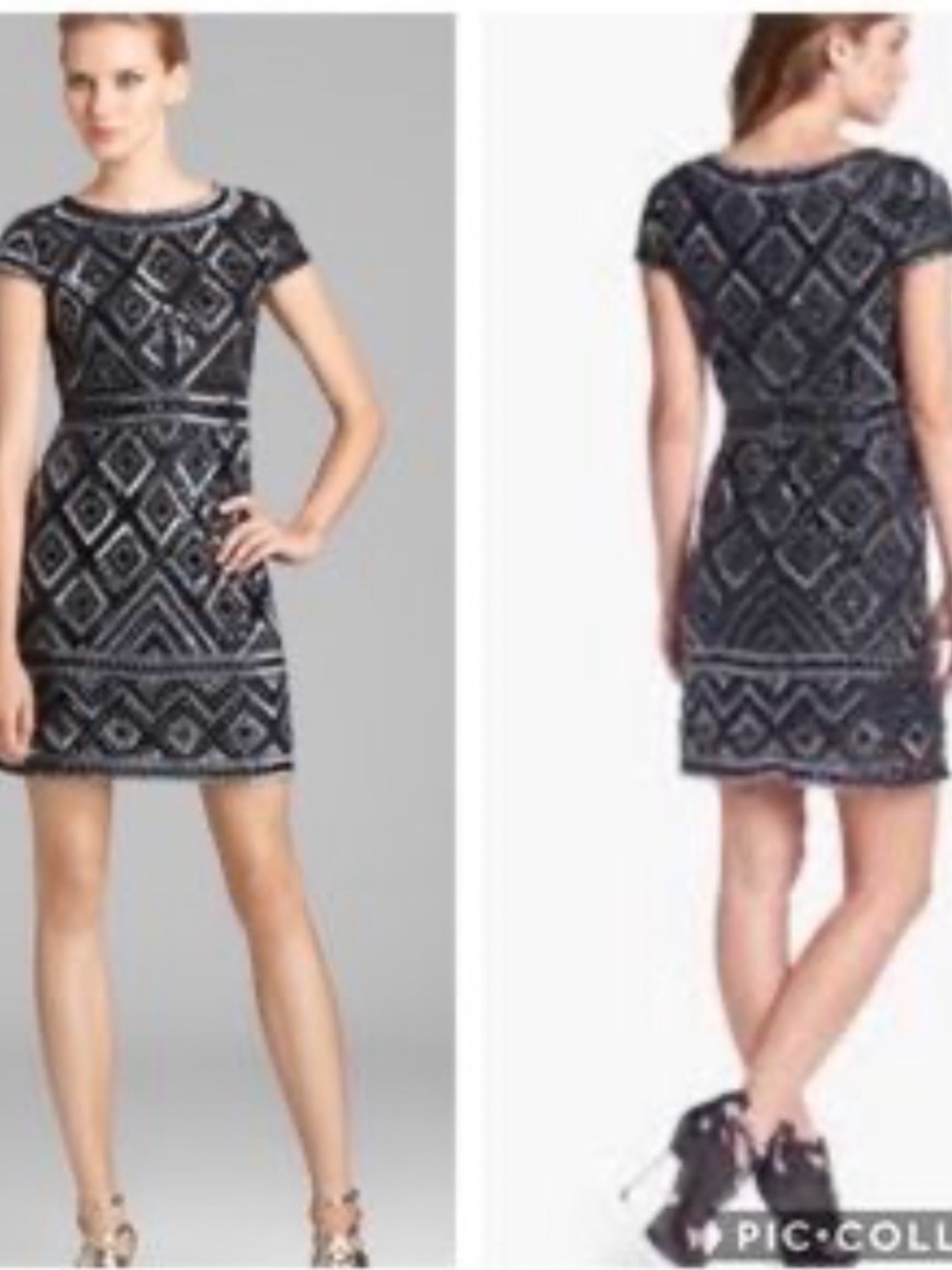 Adrianna Papell Gunmetal Beaded Dress - Picture 2 of 10